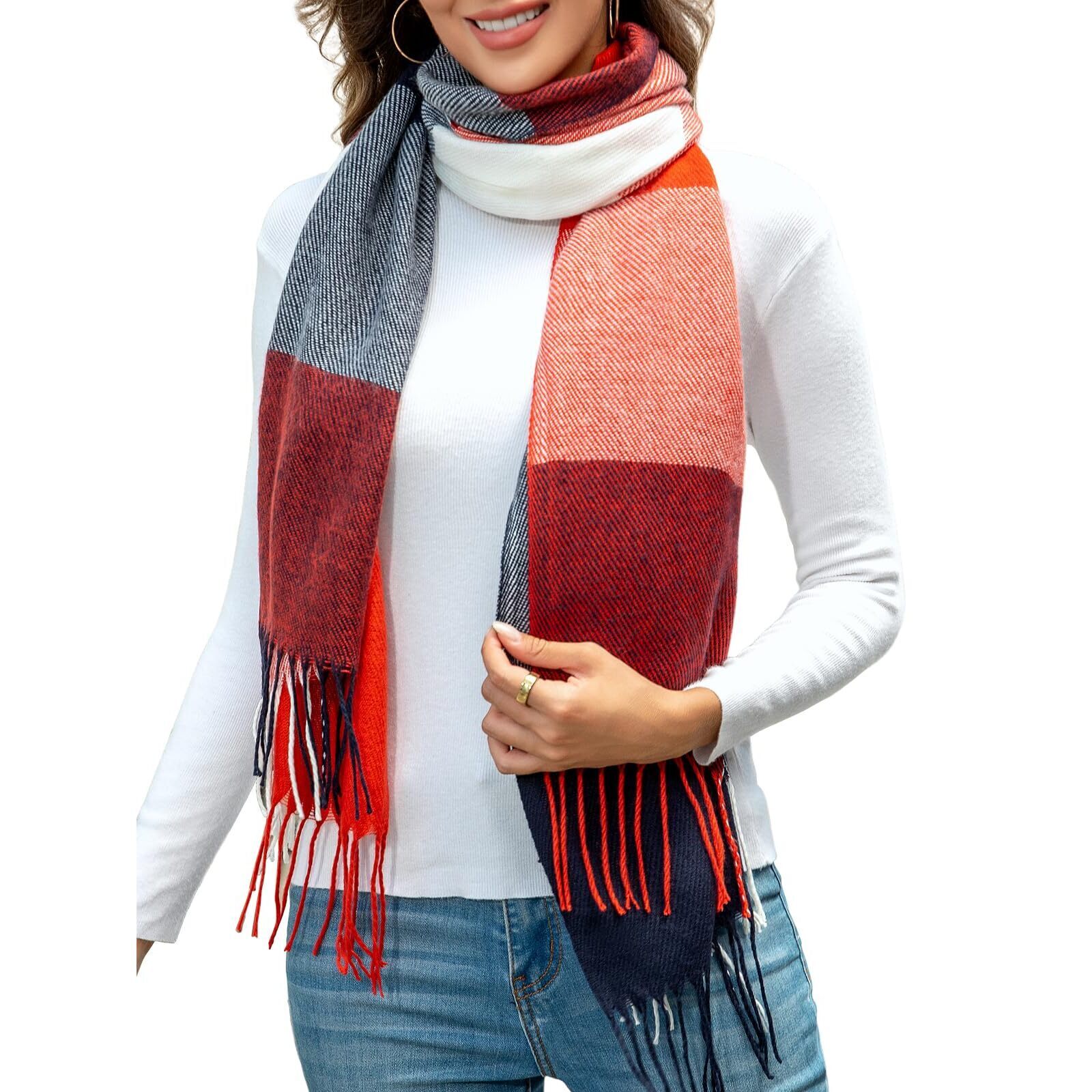 5242 Winter Scarf For Women Warm Tartan Plaid Scarfs Soft Lightweight Long
